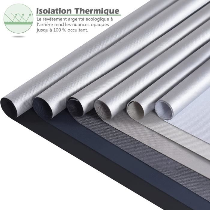 Allesin Store Enrouleur Occultant Thermique Sans Perçage, Rideau Opaque Isolant Montage Simple Pour Fenetre Ou Porte 55l X 150l Cm Noir 86264203