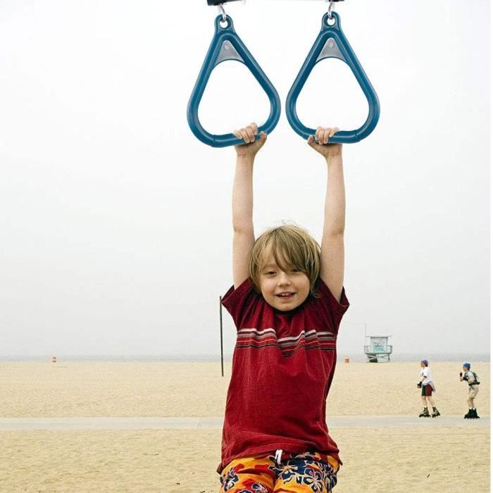 2 Anneaux De Gymnastique En Plastique Avec Mousquetons - Pour Parcours Ninja, Fitness, Jeux Extérieur - Capacité 450 Kg