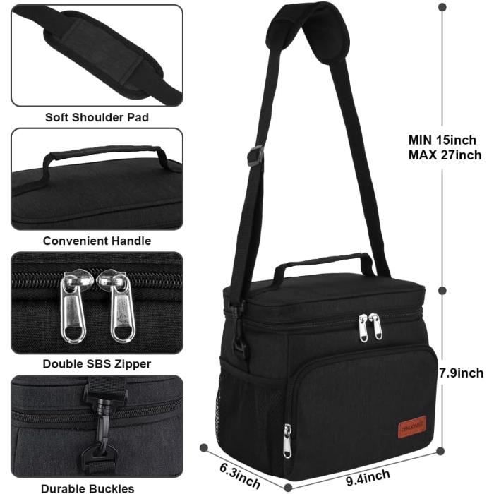 Sac Pique-nique étanche Sac à Déjeuner Isotherme Nanxson 15L/29L - Sac Repas étanche Réutilisable Pour Travail Et Pique-nique Sac Isotherme Multi-poches