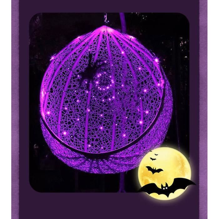 Toile D'araignée Halloween LED - 60 Perles Violettes, 8 Modes - Avec Télécommande Et Piles - Pour Décoration Extérieure/intérieure - 4