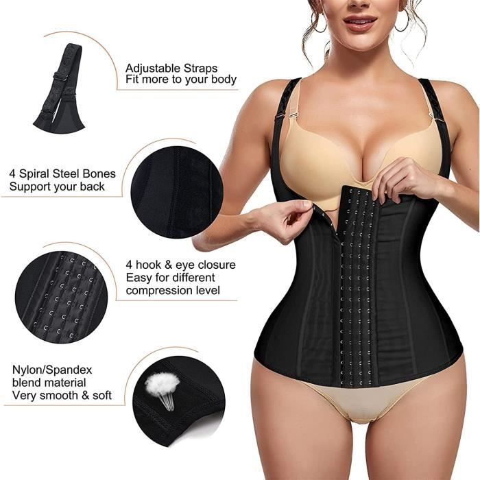 BUSTIER CORSET Corset Minceur pour Femme Serres Taille Ventre Plat Invisible Gaine Amincissante Ceinture Minceur Abdominale Body Noir Cdiscount Pret a Porter