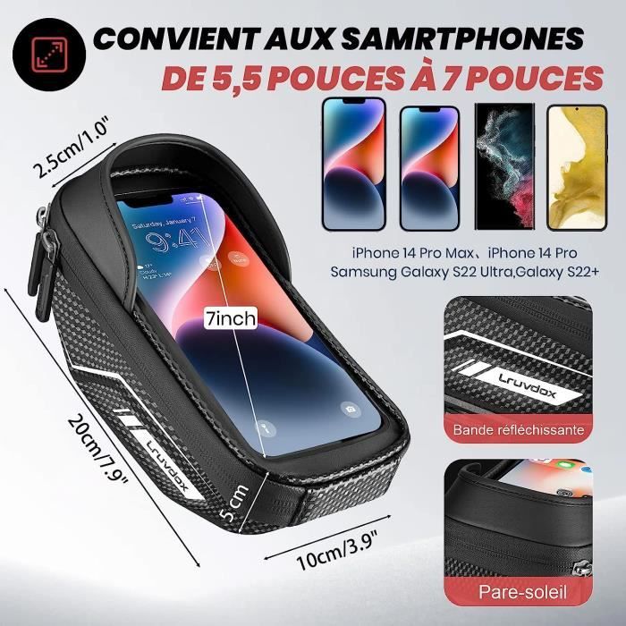 Support Téléphone Vélo étanche – Rotation 360°, Pare-soleil, Compatible Jusqu’à 6,4 Pouces, Sacoche Guidon Imperméable
