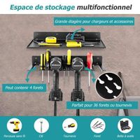 Support Mural à 4 Niveaux Pour Outils électriques - Organisateur Garage Et Atelier 59,5 X 24,5 X 41,5 Cm - Noir Robuste
