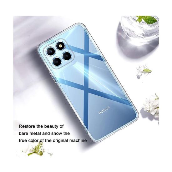 Coque de téléphone avec support magnétique anti-choc en verre luxueux - Transparent pour Honor X5c Plus (Rose Coque de téléphone avec support magnétique anti-choc en verre luxueux - Transparent pour Honor X5c Plus (Rose