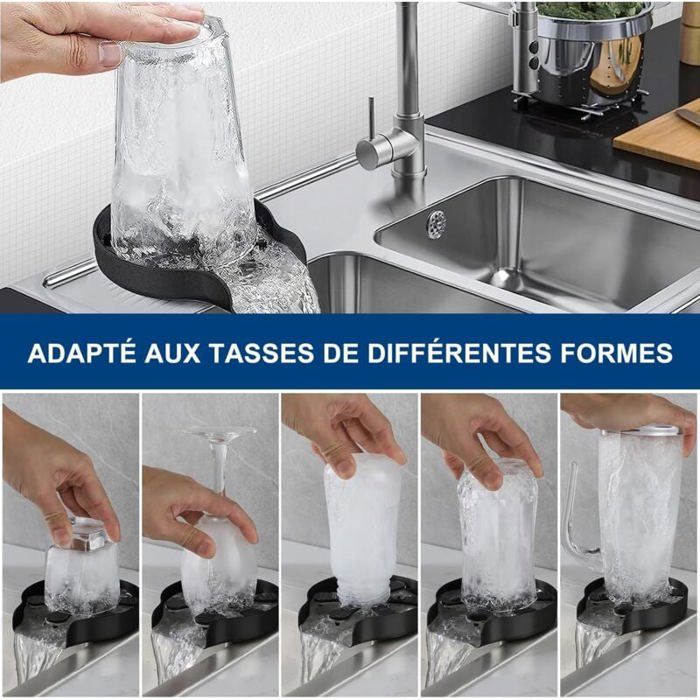 2x Rince-verre Rince-bouteille Automatique Lave-tasse Rince-verre pour Tasse à Café