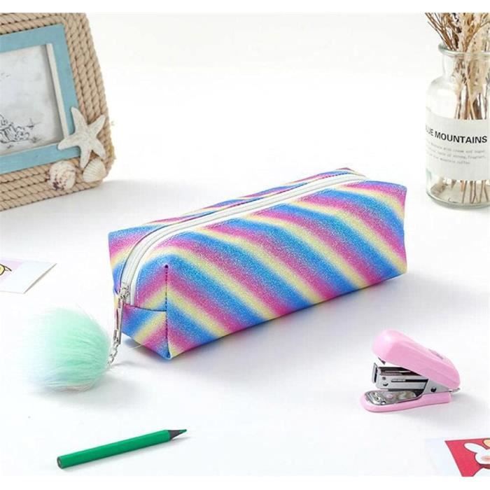 Trousse À Crayons Arc-En-Ciel Grande Capacité Avec Paillettes - Organiseur De Bureau Pour Étudiantes Et Filles[u191] A - Bagagerie - Maroquinerie