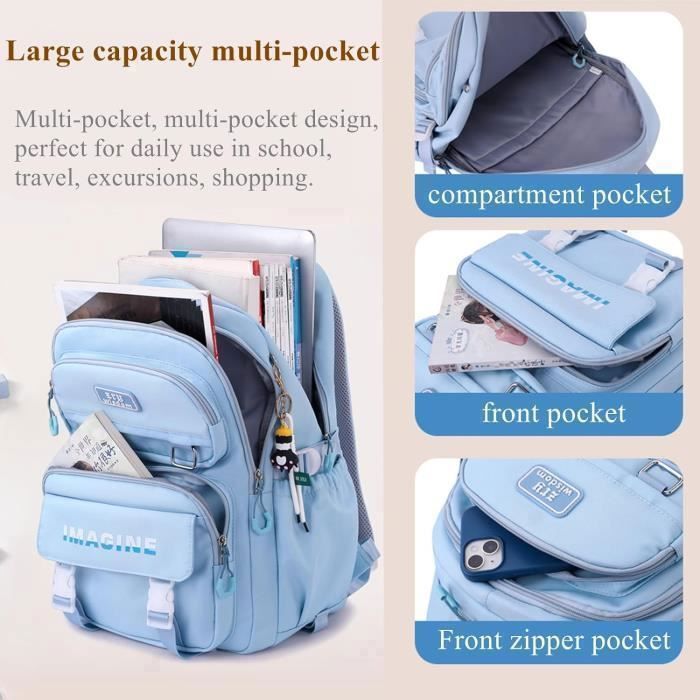 Sac à Dos à Roulettes Enfant Galexy Bleu – Trolley Scolaire 31×16×45 Cm, Imperméable, Multipoches, Ergonomique Fille & Garçon