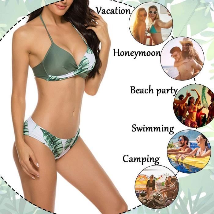 Femmes Maillots de Bain Maillot de Bain Femmes Sexy Ensembles Bikini Push Up Rembourre Amincissant Triangle Bas Swimwear vert M Cdiscount Bagagerie Maroquinerie
