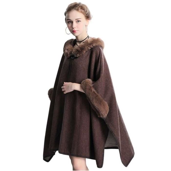 Poncho Femme En Fausse Fourrure – Chaud, Mignon, Manches Chauves-Souris | Écharpe, Châle, Cardigan Ouvert Pour Automne-Hiver