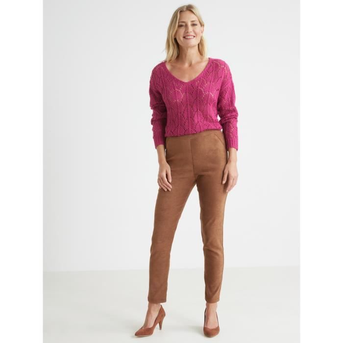 Legging maille effet suedine KOCOON by Daxon Noisette Femme Adulte Noisette Cdiscount Pret a Porter