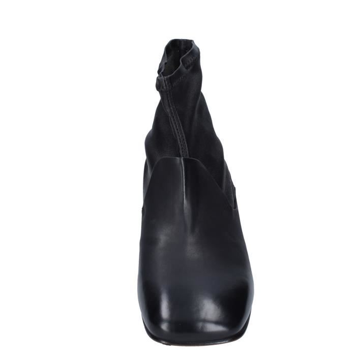 Bottines Femme MOMA Noir Cuir Talon Carre 4 cm Pointure EU 37 5