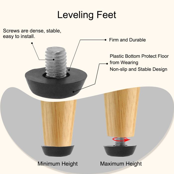 Lot De 8 Pieds De Nivellement En Plastique M8 - 20x20x32 Mm - Pour Meubles, Tables, Chaises - 4