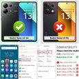 Verre trempé+Housse pour Xiaomi Redmi Note 13 4G 6.67" Etui Portefeuille, Cuir Multifonction, Magnétique (Cartoon Cat rouge) KTM-4