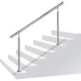 Aufun Rampe d'escalier en acier inoxydable pour escaliers, intérieur et extérieur, longueur 180 cm-0