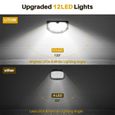 2 Pack 12 LED LITOM Spot Solaire Extérieur, Lampes Solaires Etanche IP67 Projecteur Solaire Réglable avec Panneau Solaire 180°-0
