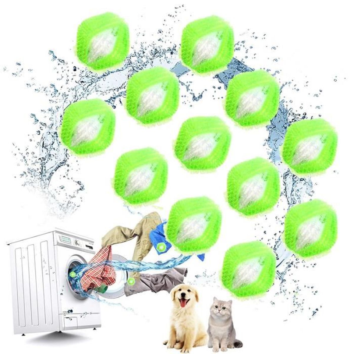 12 Pièces Boule de Lavage Machine a Laver Anti Poils Machine à Laver