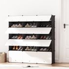 ALIGHTUP Armoire à Chaussures en Plastique, 42 Paires de chaussures, 7 Niveaux avec Portes 120x30x120cm Blanc et Noir
