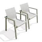 DCB GARDEN Lot de 2 fauteuils de jardin empilables en alu et toilee