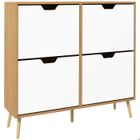 HOMCOM - Meuble à chaussures - Bois - 95x26x95cm - Bois naturel