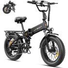 Vélo électrique pliable JASION Noir 20" x 4.0, Batterie Amovible 48V13AH,Shimano 7 Vitesses,Moteur 750W,VAE,VTT Ville E-Bike