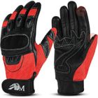 ADM. ADM Gants Moto Scooter En Cuir Homologués CE + Logo Motard Équipement Souple & Respirant - Rouge & Noir