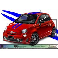 Fiat 500  - BLEU - Kit complet abarth Capot hayon toit   - Tuning Sticker Autocollant Graphic Decals