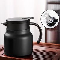 Théière à isolation thermique Noir 800ML, thermos à café avec filtre à thé, en acier inoxydable 304 antirouille