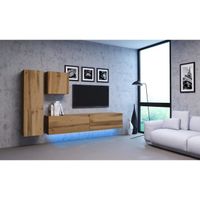 Ensemble de meubles de salon 2 VIVO - chêne wotan - avec LED - style moderne