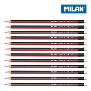 CRAYON GRAPHITE Pack 12 crayons graphite avec gomme milan.