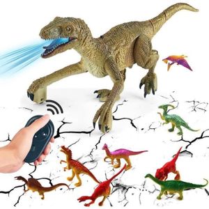 ROBOT - ANIMAL ANIMÉ Dinosaure Télécommandé pour Garçons Jouets 4 à 12 ans -Robot de Marche Réaliste Vélociraptor avec Son Rugissant Et Son LED