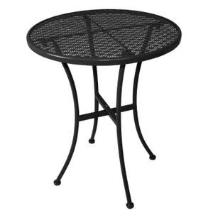 TABLE DE JARDIN  Table bistro ronde noire en acier ajouré 600 mm