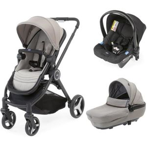 Chicco Trio Activ3 Poussette 3 en 1 avec Set de Voyage pour Voiture, Canne  Inclinable à 3 Roues, Landau/Nacelle et Siège Auto Bébé Groupe 0+, avec