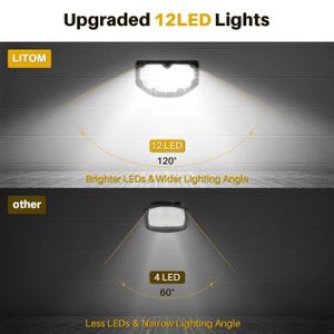PROJECTEUR EXTÉRIEUR 2 Pack 12 LED LITOM Spot Solaire Extérieur, Lampes