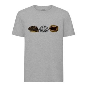T-SHIRT T-shirt Homme Col Rond Gris Carapace Tortue Minimaliste Biologie Illustration Ancienne