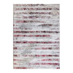 TAPIS DE SOL MEDIANE STRIES - Tapis graphique stries gris rouge 160 x 230 cm Rouge