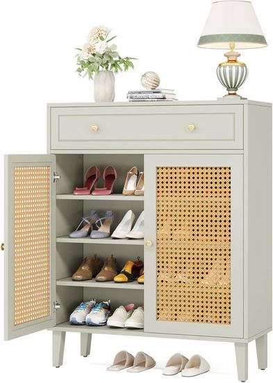 Tribesigns Armoire à Chaussures Avec 2 Abattants, Avec 4 Compartiments Pour Entree Couloir 80 X 24 X 110 Cm 95898570