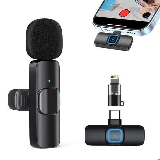 Micro Cravate Lavalier Sans Fil Ihakkason - Réduction De Bruit, Plug & Play - Compatible IPhone, Android, PC - Parfait Pour Vlogs, TikTok, YouTube - 5