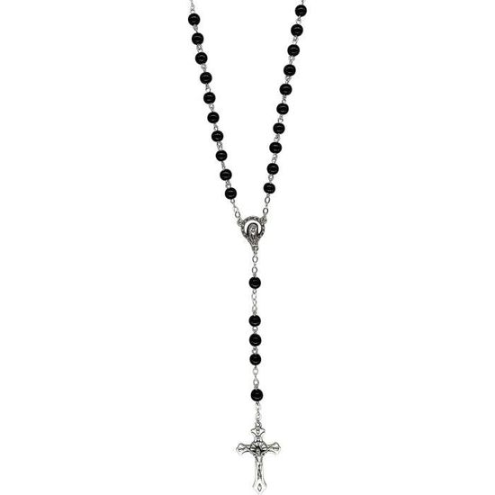 Chapelet Saint Michel En Hématite - Perles Pierre Naturelle 6mm - Longueur 55cm Avec Boîte Métal
