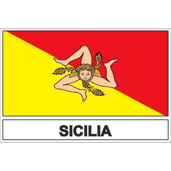 Porte-clés Tissu Sicile - Drapeau Sicilien Brodé, Patch écusson, Made In France