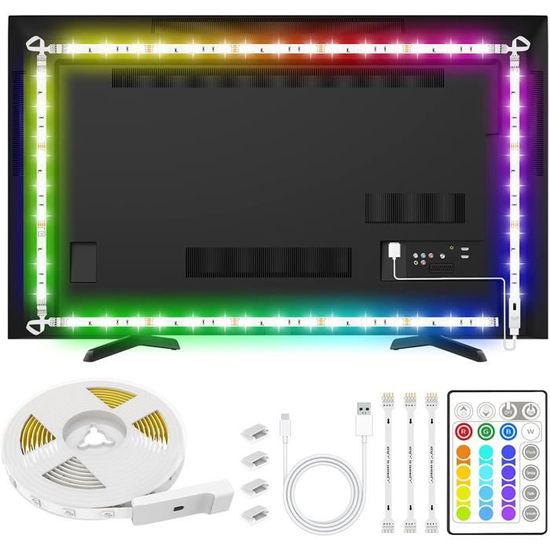 Ruban LED WiFi TV, 2.2M Bande LED RGB étanche LED Rétroéclairage USB