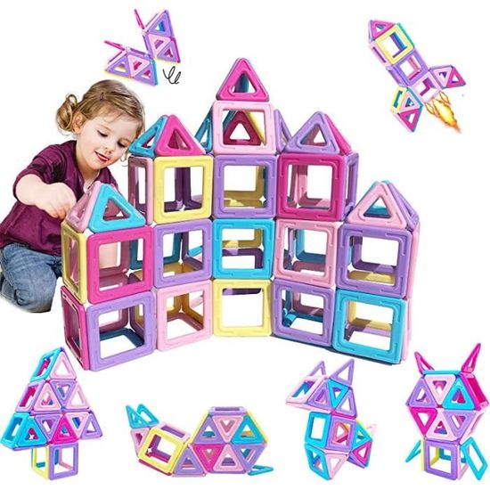 Blocs Magnétiques Pincush – 42 Pièces (24 Carrés, 18 Triangles) – STEM éducatif – Dès 3 Ans – Sac Inclus
