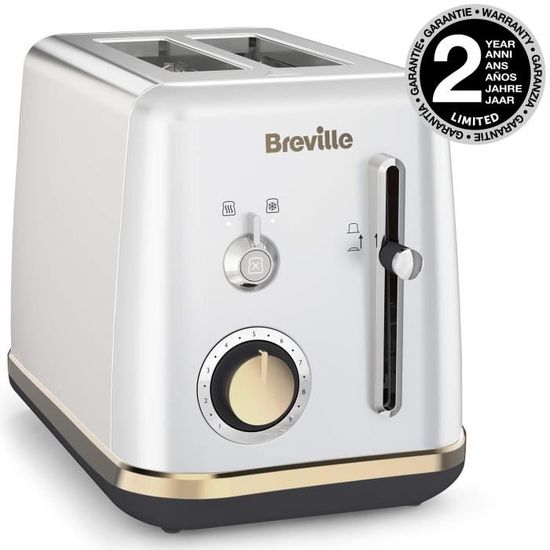 Grille-Pain Breville Mostra 2 Tranches Argent/Doré – Grille Viennoiseries, Décongélation, Lift & Look
