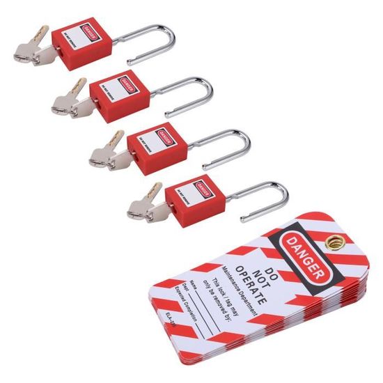 Kit D'étiquettes De Verrouillage Avec Cadenas De Sécurité - 2 Clés Par étiquette - Neuf