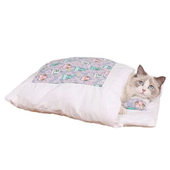 1pc chat chiens lit pour animaux de compagnie maison chiot chats sac de couchage tapis canapés amovible, hibou violet, M