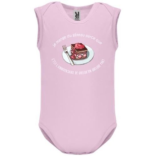 Body Bebe Manche Sans Bebe Fille Rose Je Mange Du Gateau Fond Noir Rose Cdiscount Pret A Porter