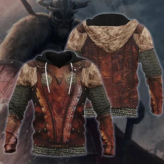 Sweat à Capuche Viking Imprimé 3D Odin – Style Médiéval Scandinave – Homme/Femme – Cosplay Déguisement - 6