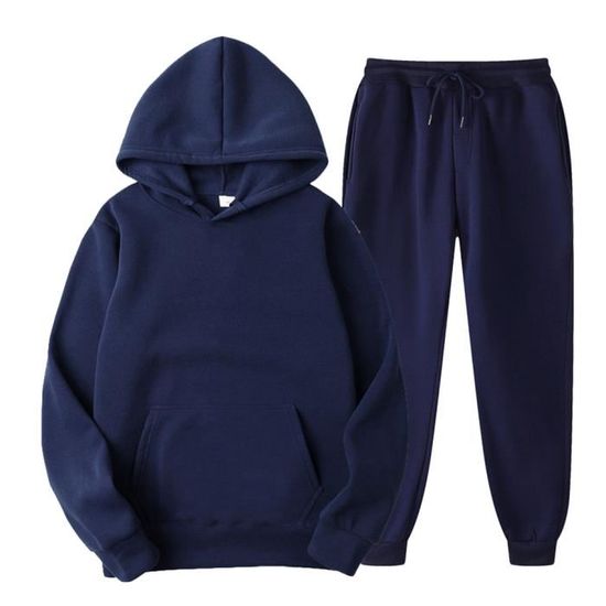 Survêtement Homme 2 Pièces - Sweat à Capuche Et Pantalon De Sport - Polyester/Coton - Multi-Tailles