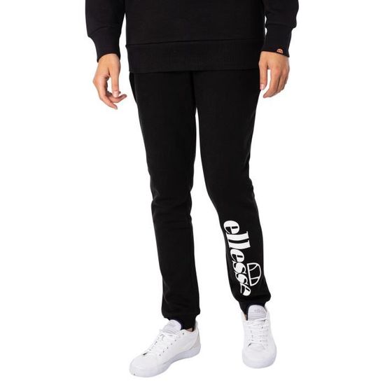 Pantalon de jogging pour homme Ellesse Grattage Noir Chevilles elastiquees et poches ouvertes