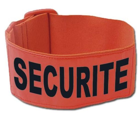 Brassard élastique tissu fluo orange brodé SECURITE - pour la sécurité  privée