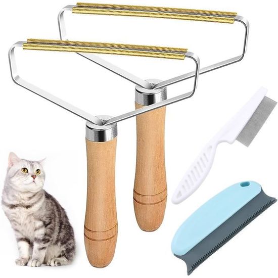 Kit Rasoir Anti-Bouloche Manuel En Cuivre Et Bois - Déboulocheur Portable Pour Vêtements, Tapis Et Meubles